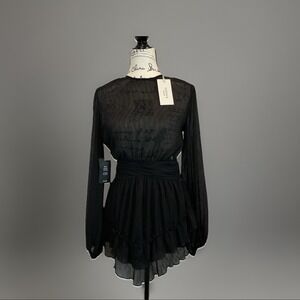 NWT NAKD Structure Detail Mini Dress EU 32 Long‎ Sleeve Party Cocktail Evening
